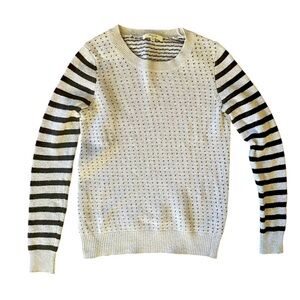 Madewell Cream Hearts and Stripes Sweater XS